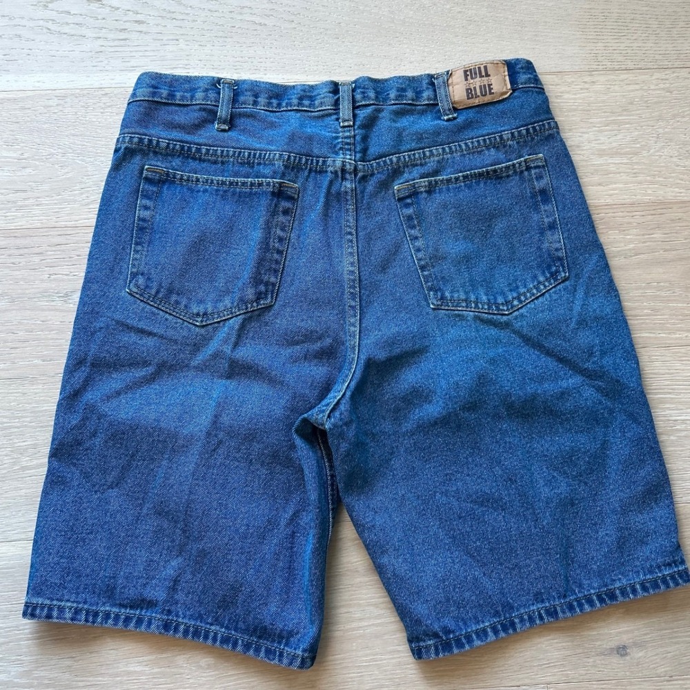 Y2K Skater Mens Denim Carpenter Shorts Size 36 Medium Wash Blue Denim Jorts VTG - Picture 2 of 7